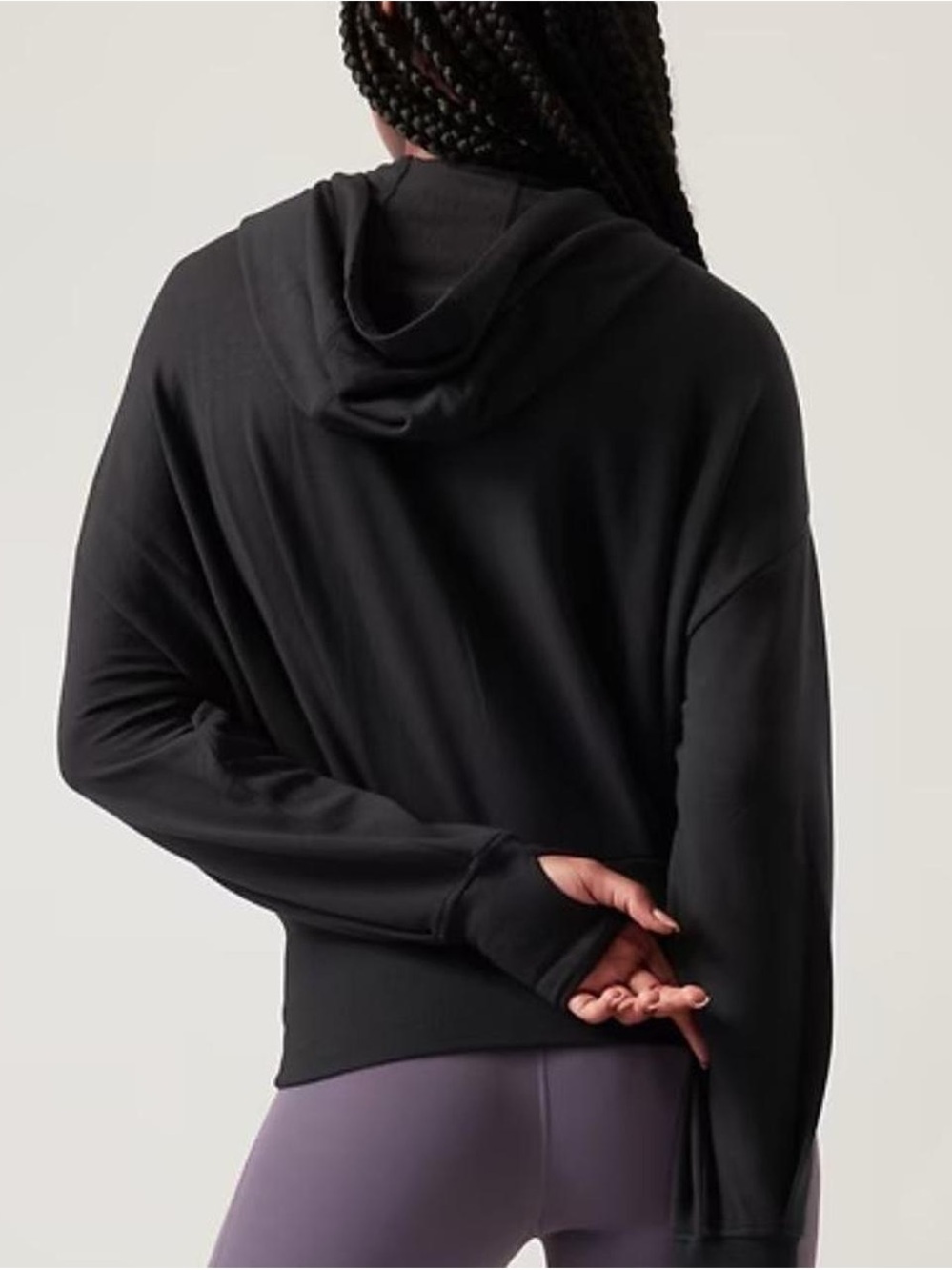Athleta Balance Full Zip Hoodie Black Tencel Thumbholes M - Picture 3 of 9
